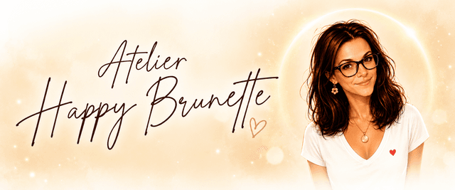 Logo HappyBrunette représentant une silhouette féminine avec un cœur, marque de bijoux artisanaux faits main en France.